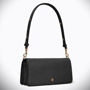 TORY BURCH Emerson Black Saffiano Leather Convertible Shoulder Crossbody Bag